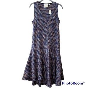 Anthropologie Maeve Medium Westwater Multicolor Chevron Knit Sleeveless Dress XS